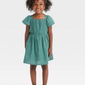 Brand New with Tags Cat & Jack Girls' Dobby Dress - Green, 12 Month.